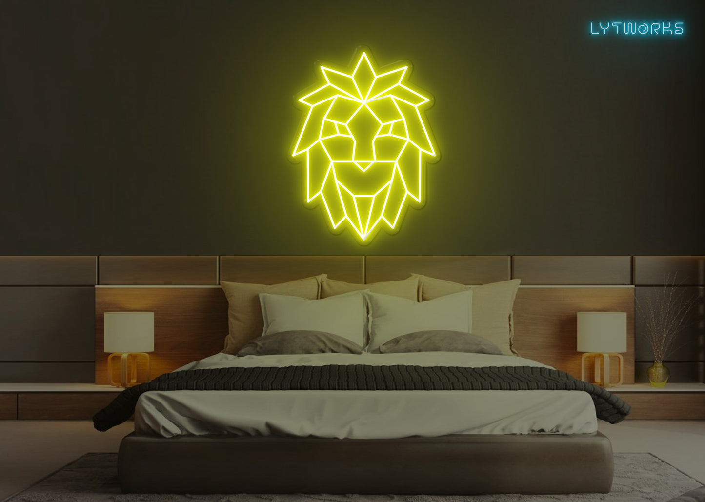 Neon Geometric Lion