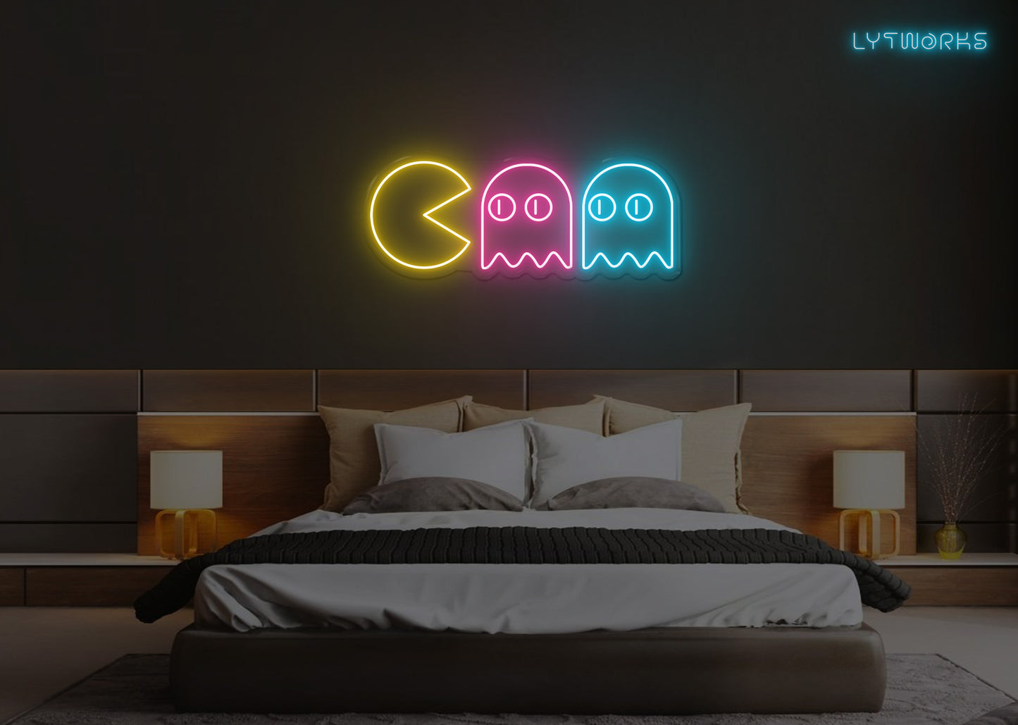 Neon Pac-Man's Ghost Chase