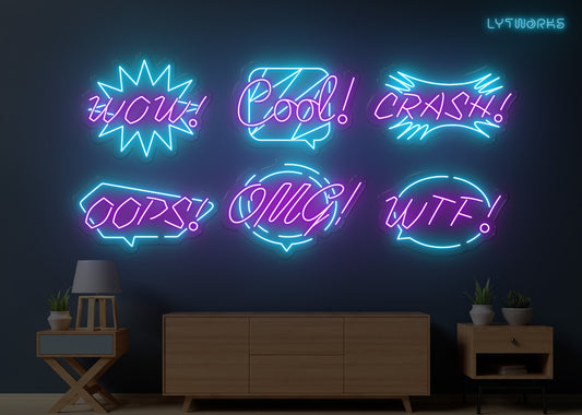 Neon Comic Bubbles