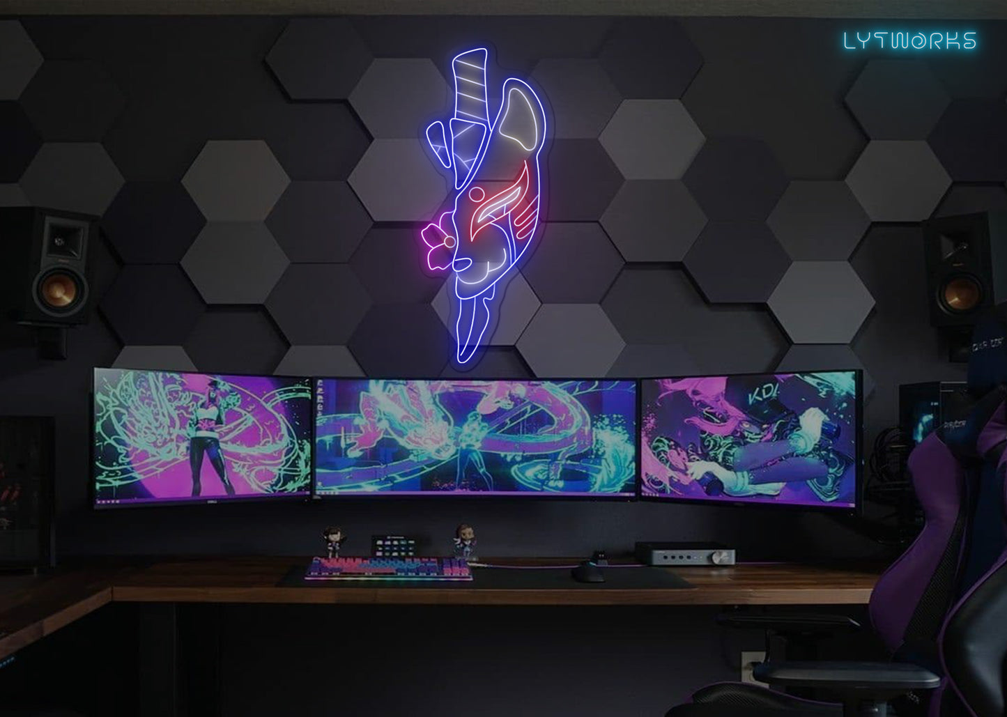 Neon Kitsune Fox Spirit Mask