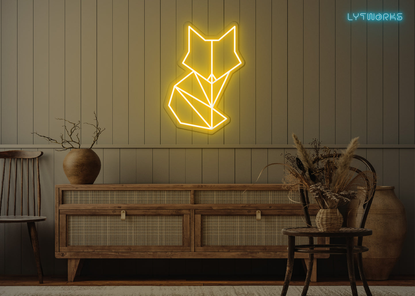 Neon Geometric Fox