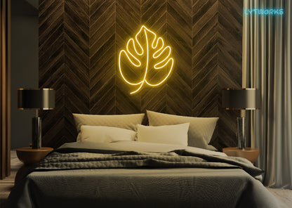 Neon Monstera Leaf