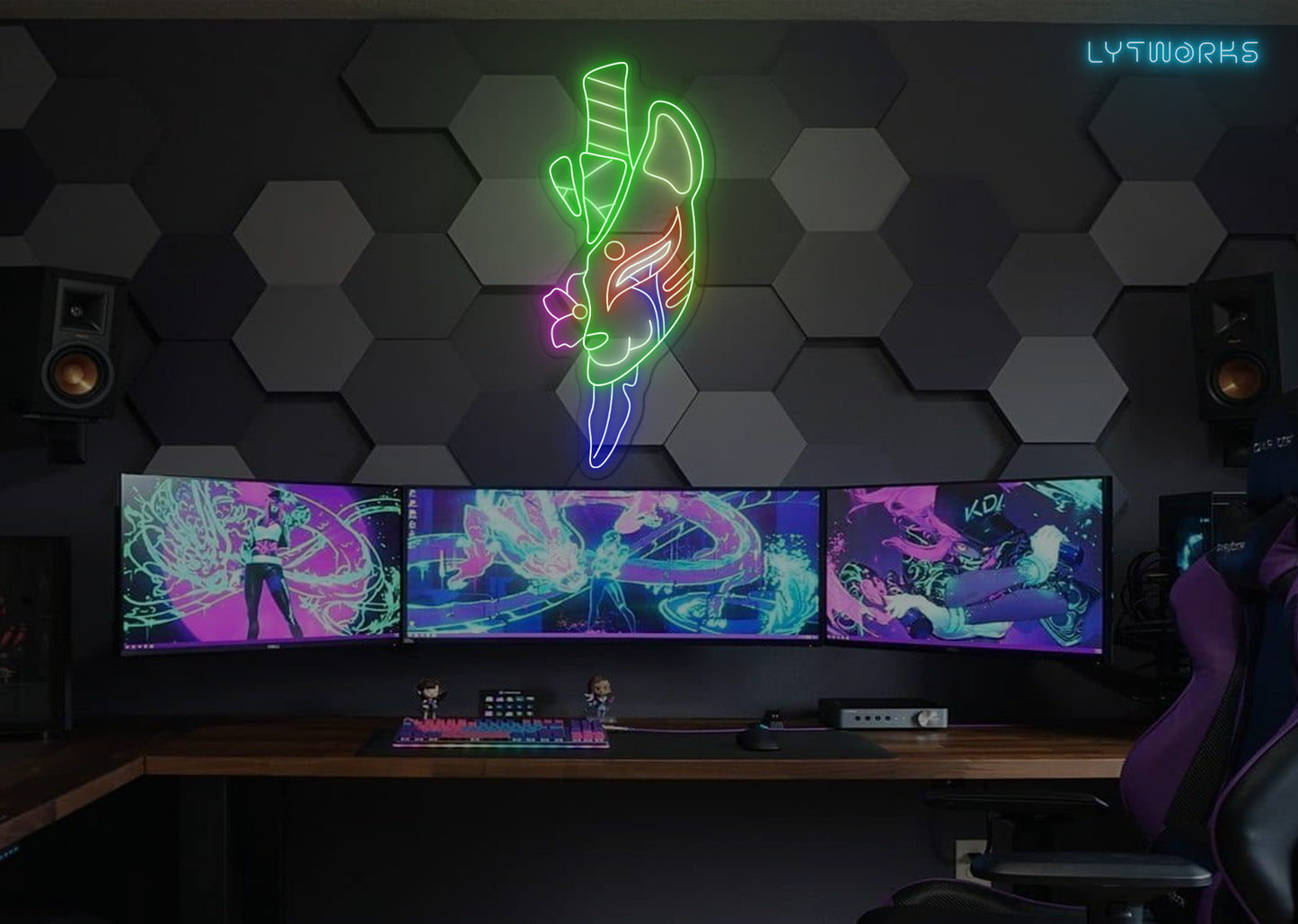 Neon Kitsune Fox Spirit Mask