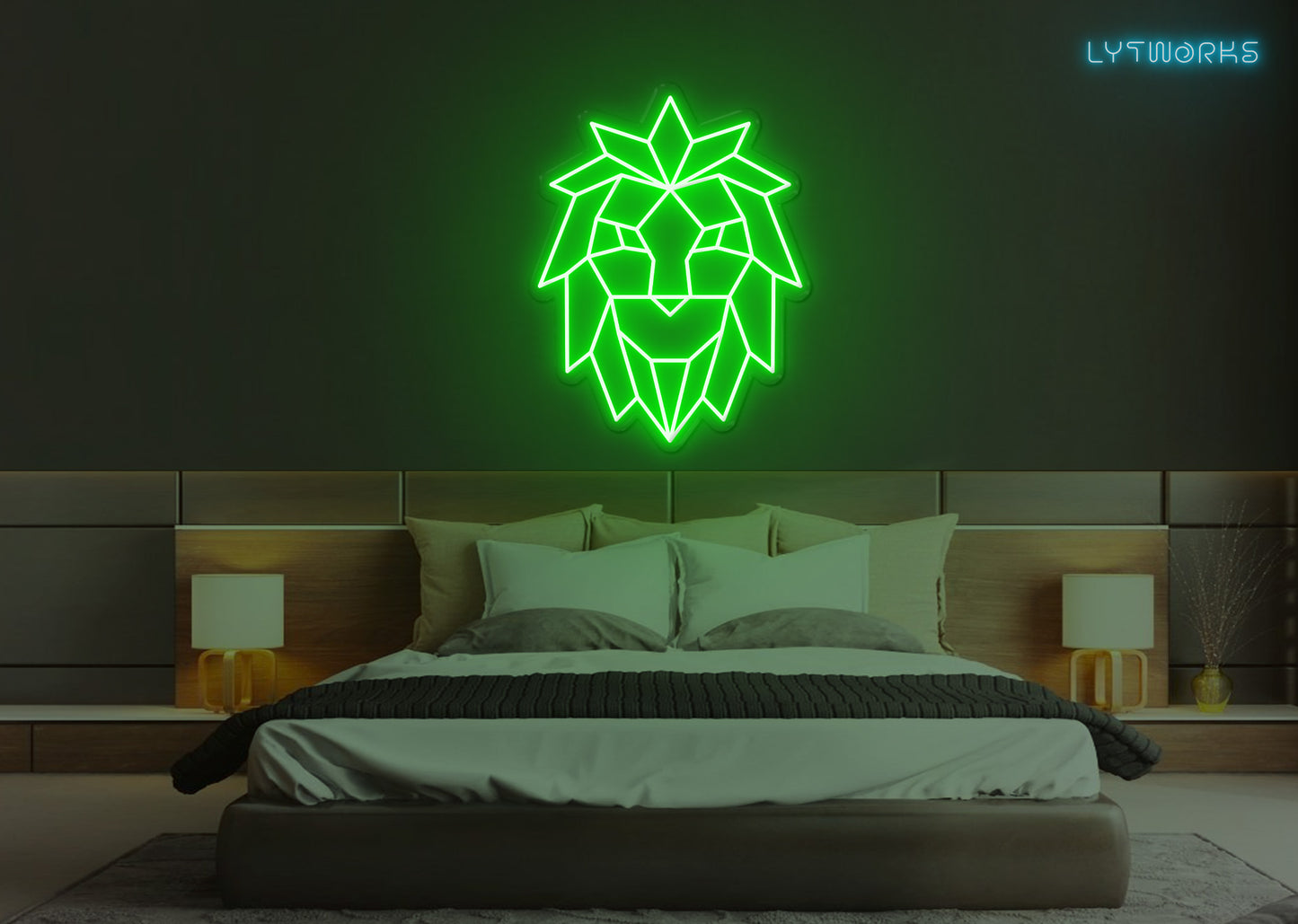 Neon Geometric Lion