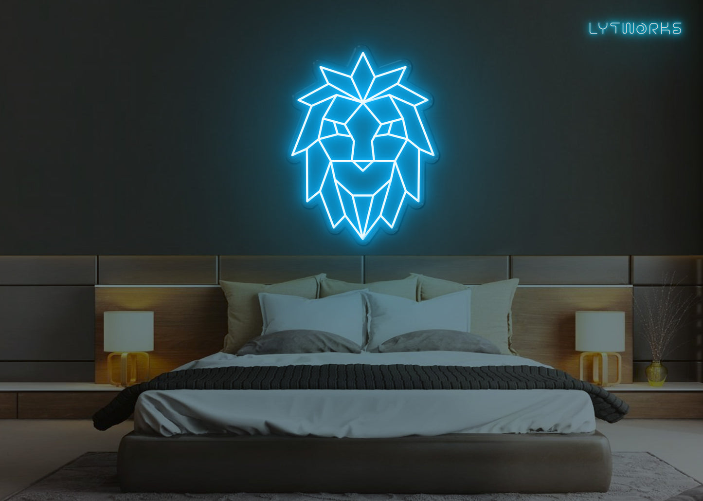 Neon Geometric Lion