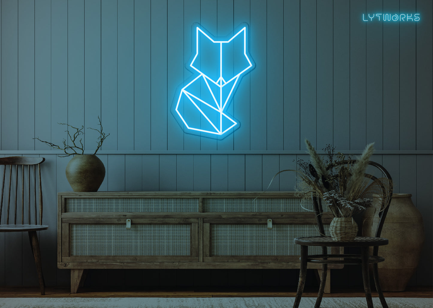Neon Geometric Fox
