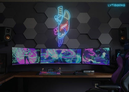 Neon Kitsune Fox Spirit Mask