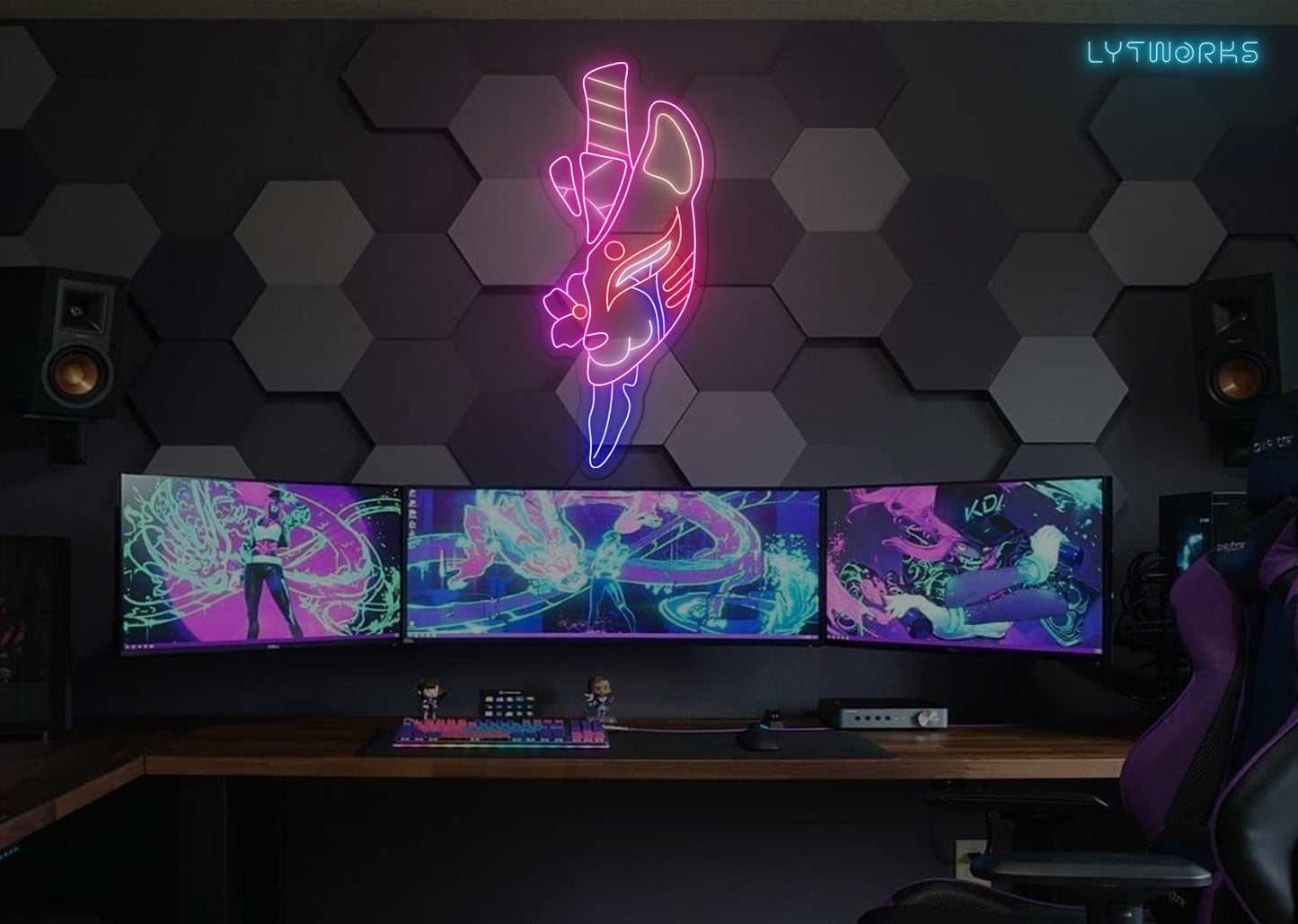 Neon Kitsune Fox Spirit Mask