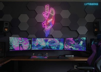 Neon Kitsune Fox Spirit Mask