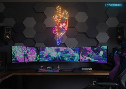 Neon Kitsune Fox Spirit Mask