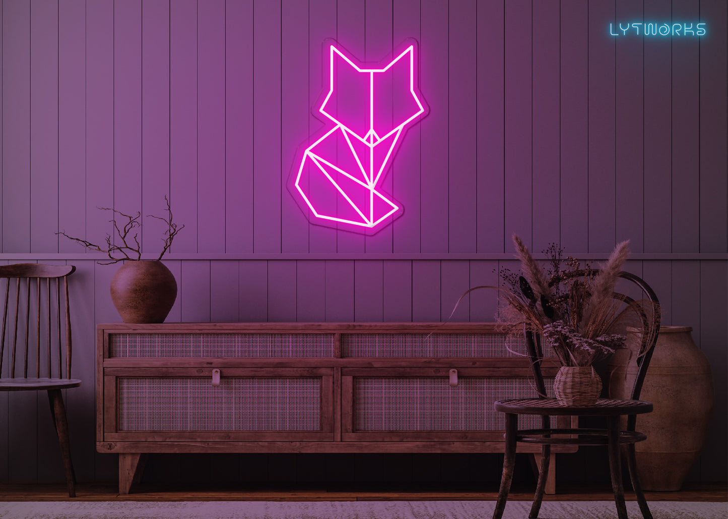 Neon Geometric Fox