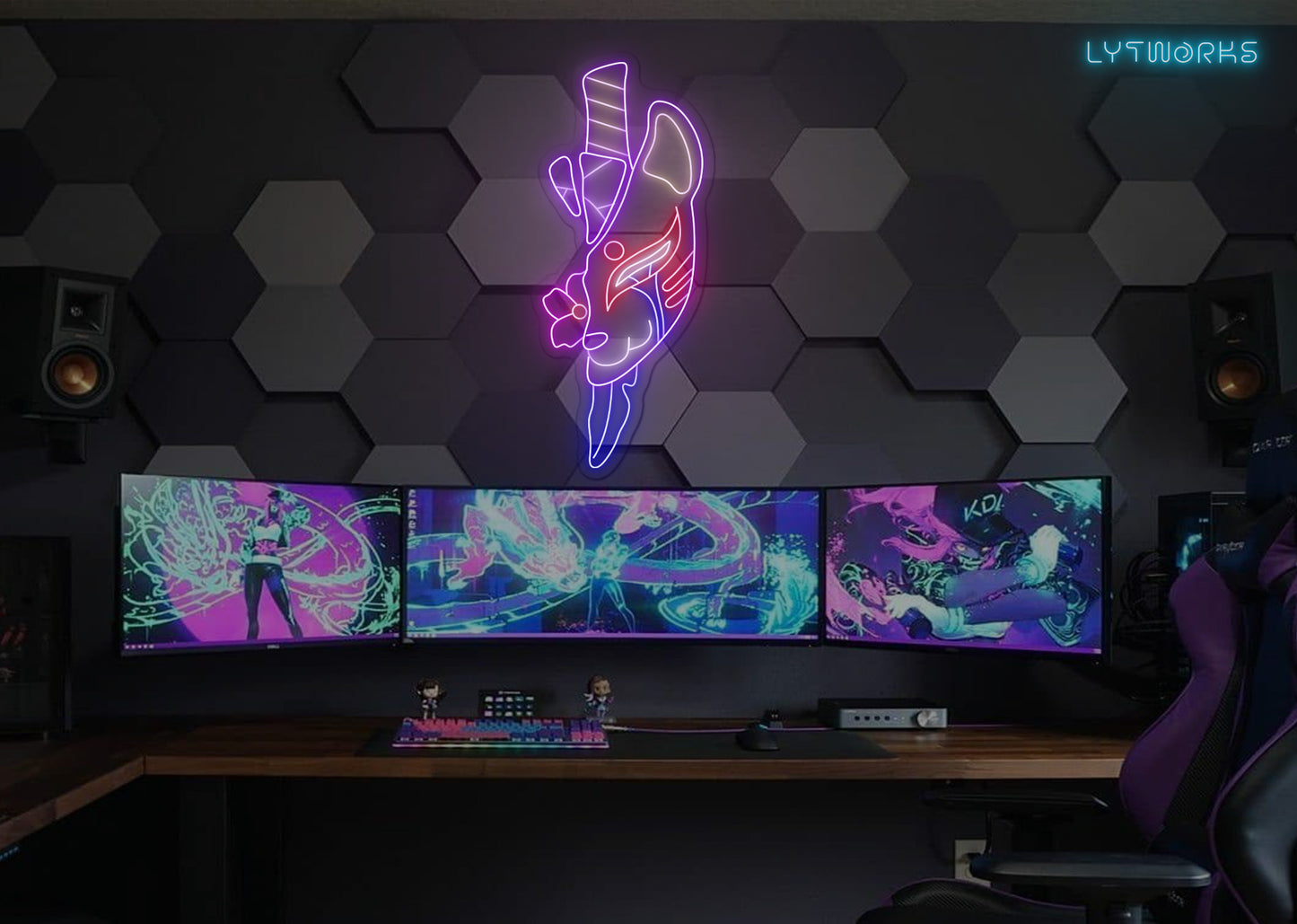 Neon Kitsune Fox Spirit Mask