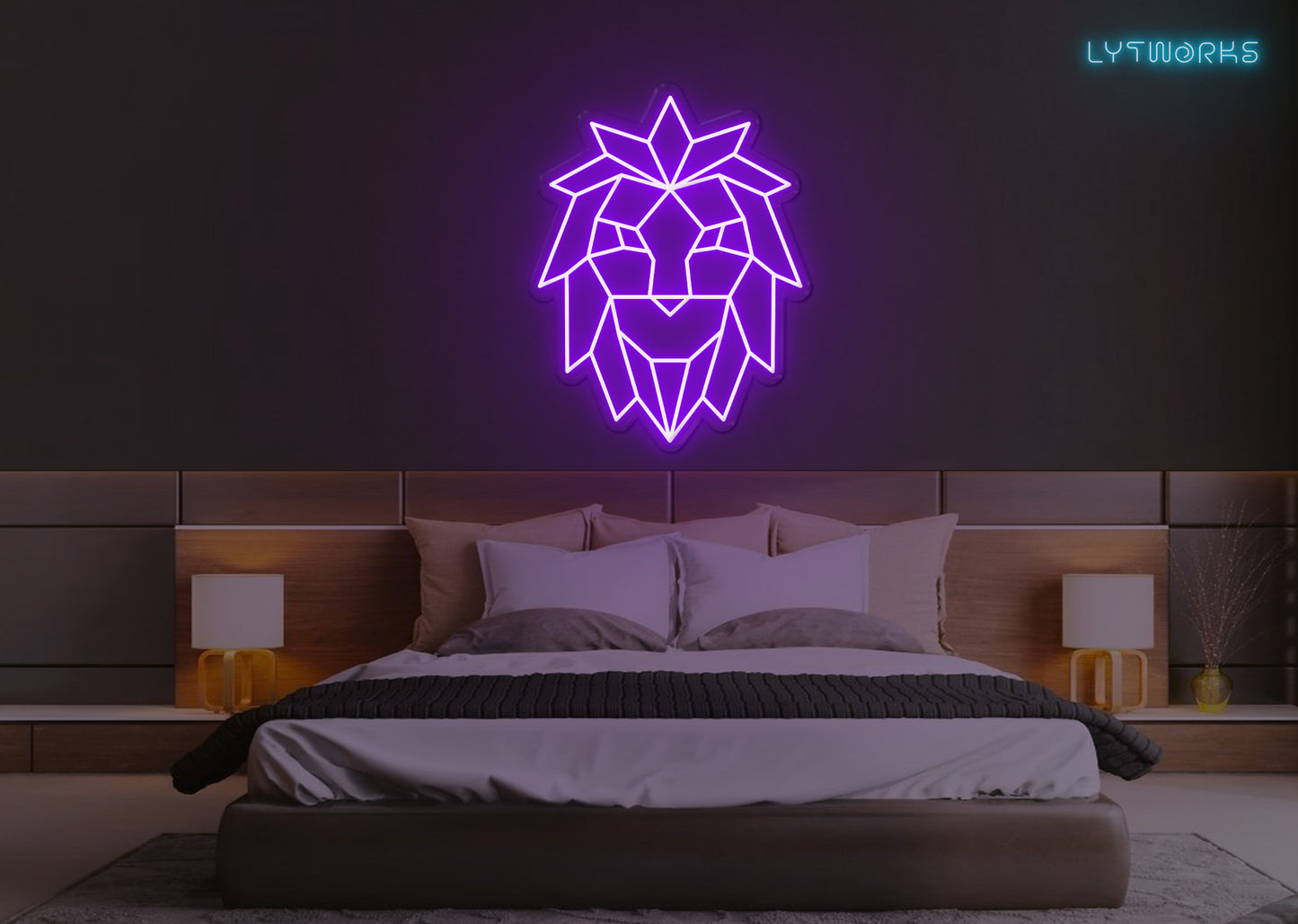 Neon Geometric Lion