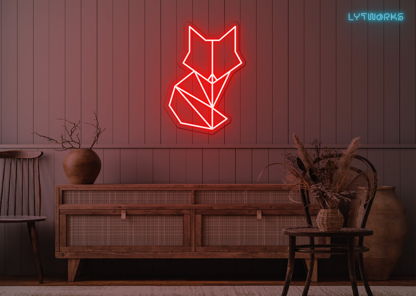 Neon Geometric Fox