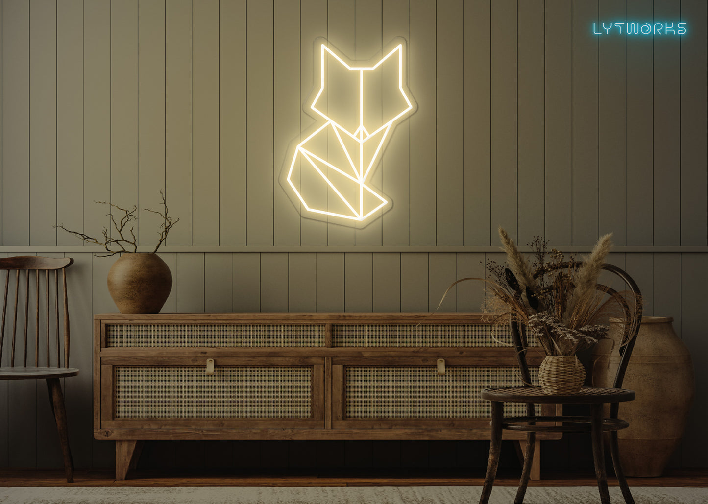 Neon Geometric Fox