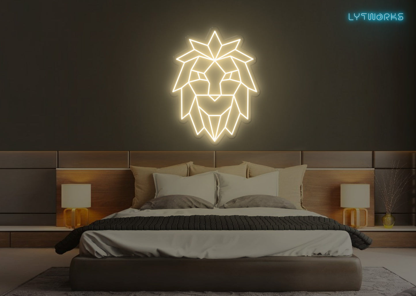 Neon Geometric Lion