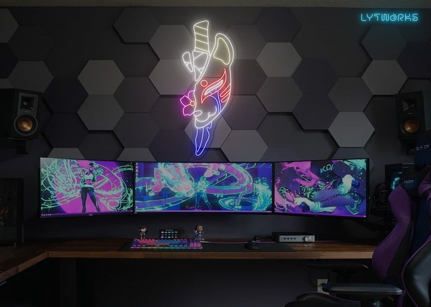 Neon Kitsune Fox Spirit Mask