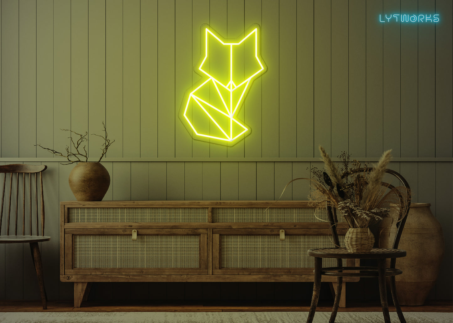 Neon Geometric Fox