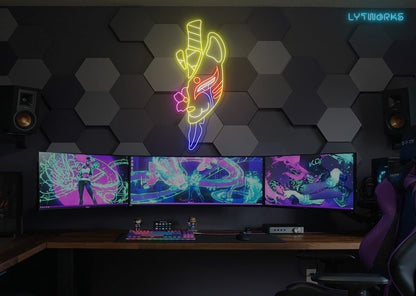 Neon Kitsune Fox Spirit Mask