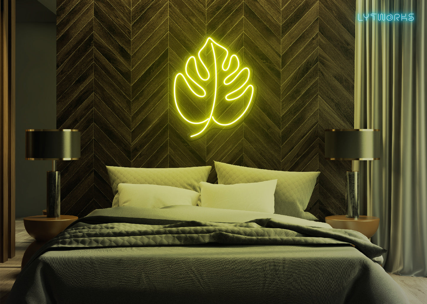 Neon Monstera Leaf